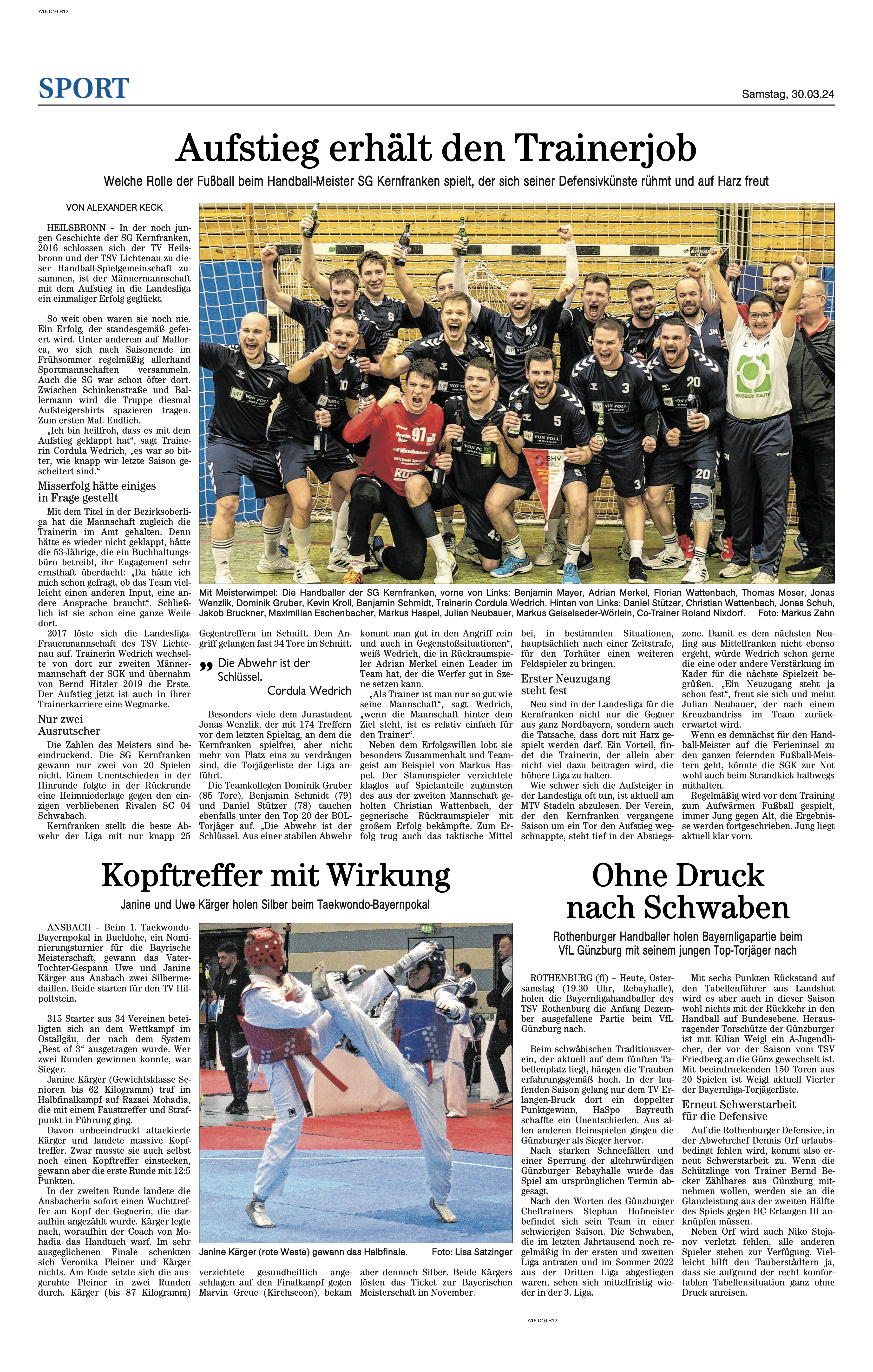 Handball Aufstieg 2024